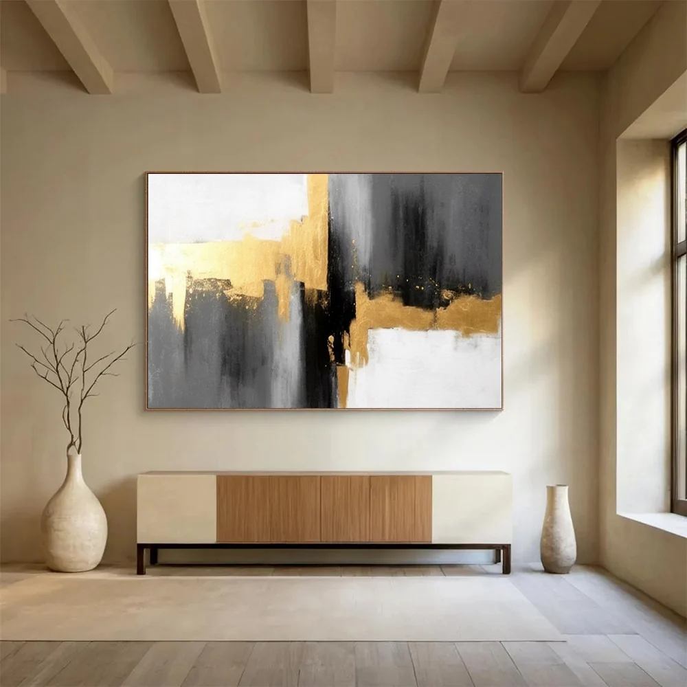 Leaf Original Black Contemporary Abstract Artwork 6332Y